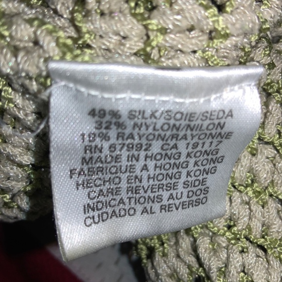 Sigrid Olsen vintage knit silk blend top Sz M green / yellow - Picture 4 of 4